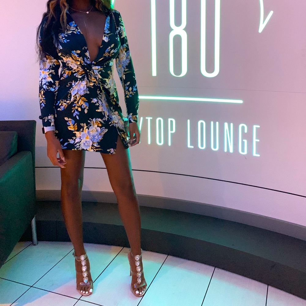 Floral Long Sleeve Wrap Dress